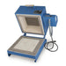 Clamshell lid opened on a CS14S glass fusing kiln against a plain white background.