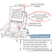 Illustrated sketch of the Paragon CS16D Dual Clamshell Glass Fusing Kiln, including text promoting the key benefits and features of the kiln.