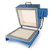 Clamshell lid opened on a Paragon Kilns CS19S glass fusing kiln against a plain white background.