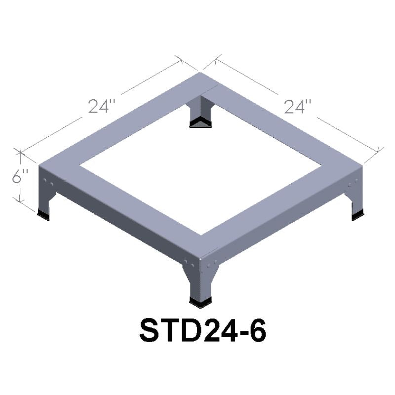 Digital illustration of an 24"x24"x6" metal stand for Paragon Kilns.