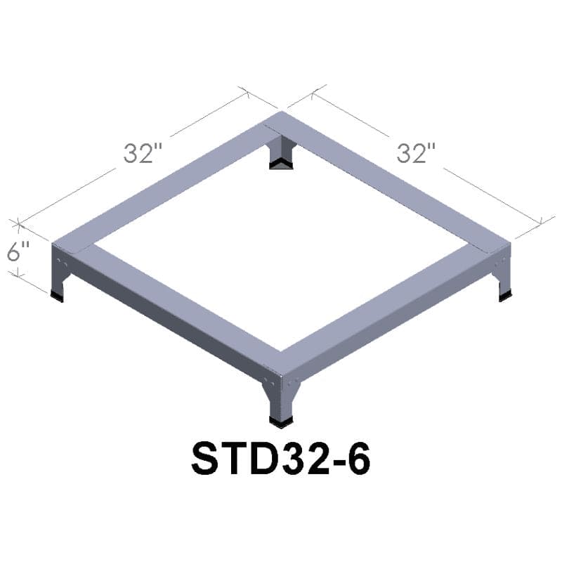 Digital illustration of an 32"x32"x6" metal stand for Paragon Kilns.
