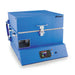 Closed, slightly-angled Pearl 18 glass fusing kiln from Paragon, painted in Paragon Blue showing Sentinel TouchXpress digital controller.
