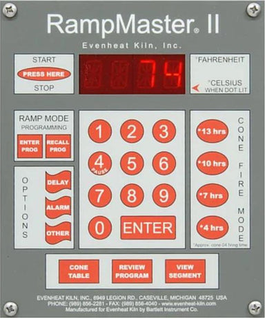 Close-up image of the RampMaster II kiln controller faceplate.