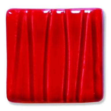 Red low-fire glaze color chip from Speedball Art