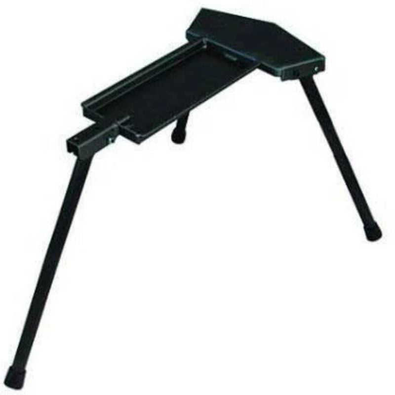 Close up of black-colored folding legs with nothing on it, made for Speedball Art Pottery Wheels; against a white background.