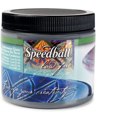 Black low-fire glaze pint-sized 16oz container from Speedball Art