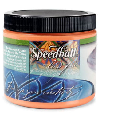 Orange low-fire glaze pint-sized 16oz container from Speedball Art