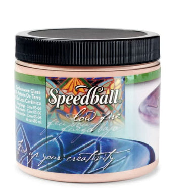 Pink low-fire glaze pint-sized 16oz container from Speedball Art