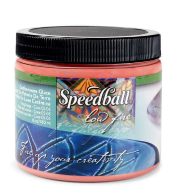 Red low-fire glaze pint-sized 16oz container from Speedball Art