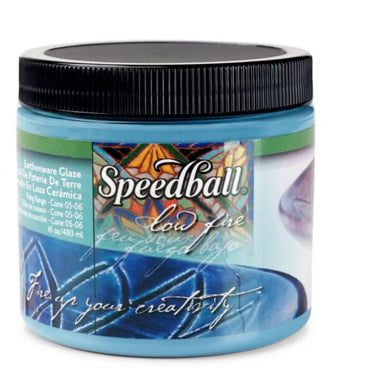 Sea Blue low-fire glaze pint-sized 16oz container from Speedball Art