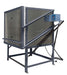 Angled front view of closed Olympic Kilns DPF24E Large Capacity Kiln facing left with the electric box/digital controller viewable on the right side of the kiln.